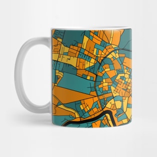 Kraków Map Pattern in Orange & Teal Mug